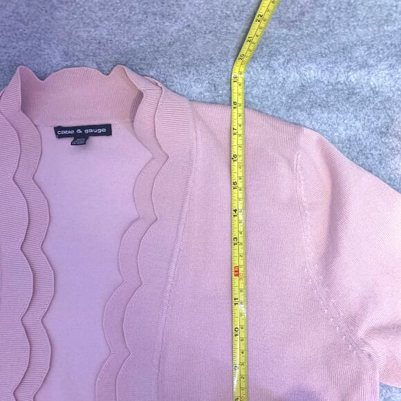 Cable and Guage Blush Pink Scalloped Bolero Sheug Cardigan, Women’s Size Medium - Picture 9 of 12
